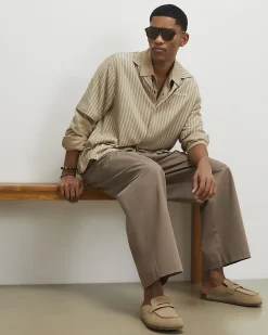 Beige Barrel Fit Trousers