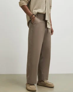 Beige Barrel Fit Trousers
