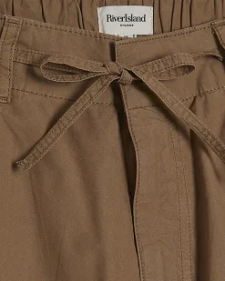 Beige Barrel Leg Cargo Trousers