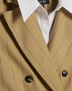Beige Boxy Pinstripe Hybrid Waistcoat