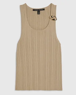 Beige Buckle Knitted Vest