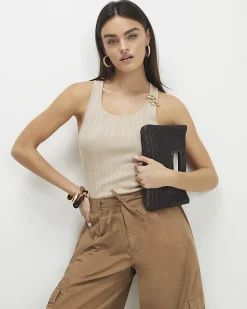 Beige Buckle Knitted Vest