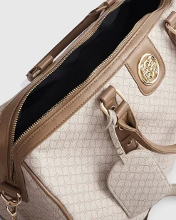 Beige Buckled Monogram Barrell Bag
