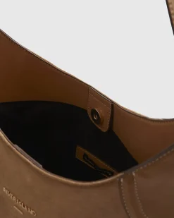 Beige Buckled Slouch Bag