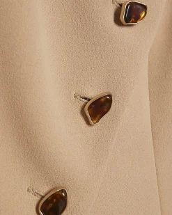 Beige Collarless Asymmetric Waistcoat