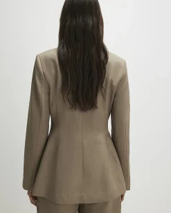 Beige Collarless Blazer