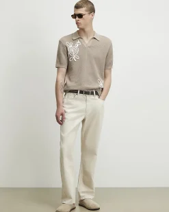 Beige Cornelli Knitted Open Collar Shirt