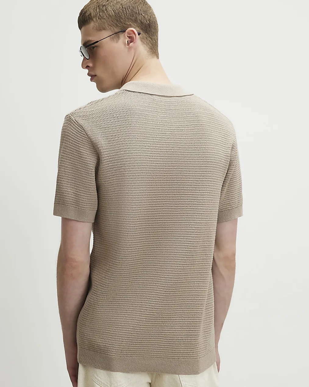 Beige Cornelli Knitted Open Collar Shirt