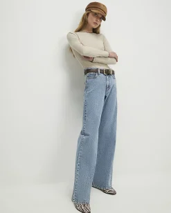 Beige Cotton Blend Scallop Trim Top