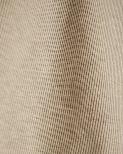 Beige Cotton Blend Scallop Trim Top
