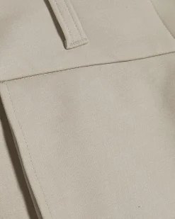 Beige Cotton Sateen Barrel Leg Trousers