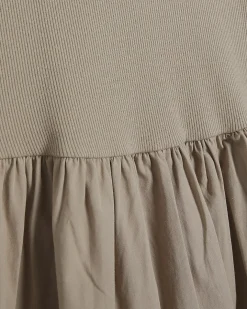 Beige Cotton Sleeveless Whipstitch Maxi Dress