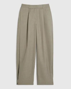 Beige Cross Hatch Barrel Trousers