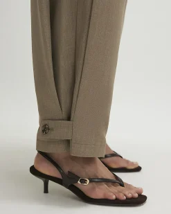 Beige Cross Hatch Barrel Trousers