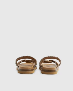 Beige cross strap diamante sandals