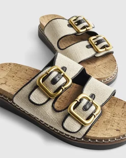 Beige Double Strap Footbed Sandals