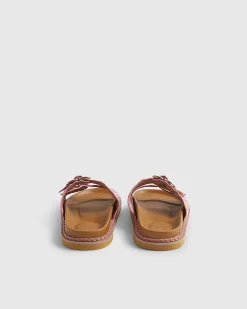 Beige Double Strap Scallop Footbed Sandals