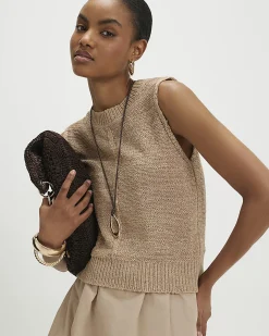 Beige Embroidered Hem Knitted Hybrid Dress