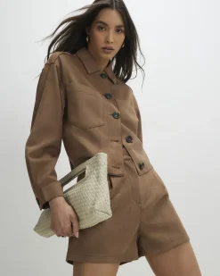 Beige Faux Suede Overshirt