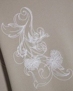 Beige Floral Embroidered Midweight T-Shirt