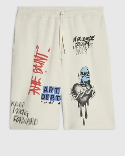 Beige Graffiti Print Jort