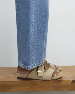 Beige Hardware Footbed Sandals