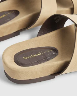 Beige Hardware Footbed Sandals