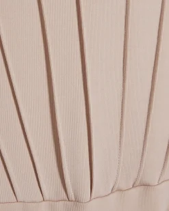 Beige High Neck Seam Trim Bodysuit