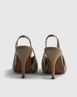 Beige High Vamp Slingback Court Heels