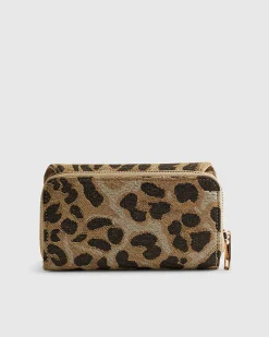 Beige Jacquard Leopard Print Purse