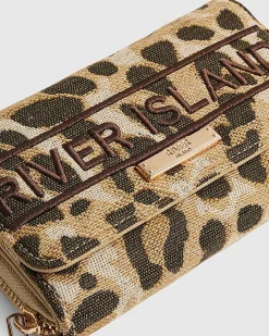 Beige Jacquard Leopard Print Purse