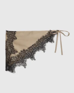 Beige Lace Trim Waist Scarf