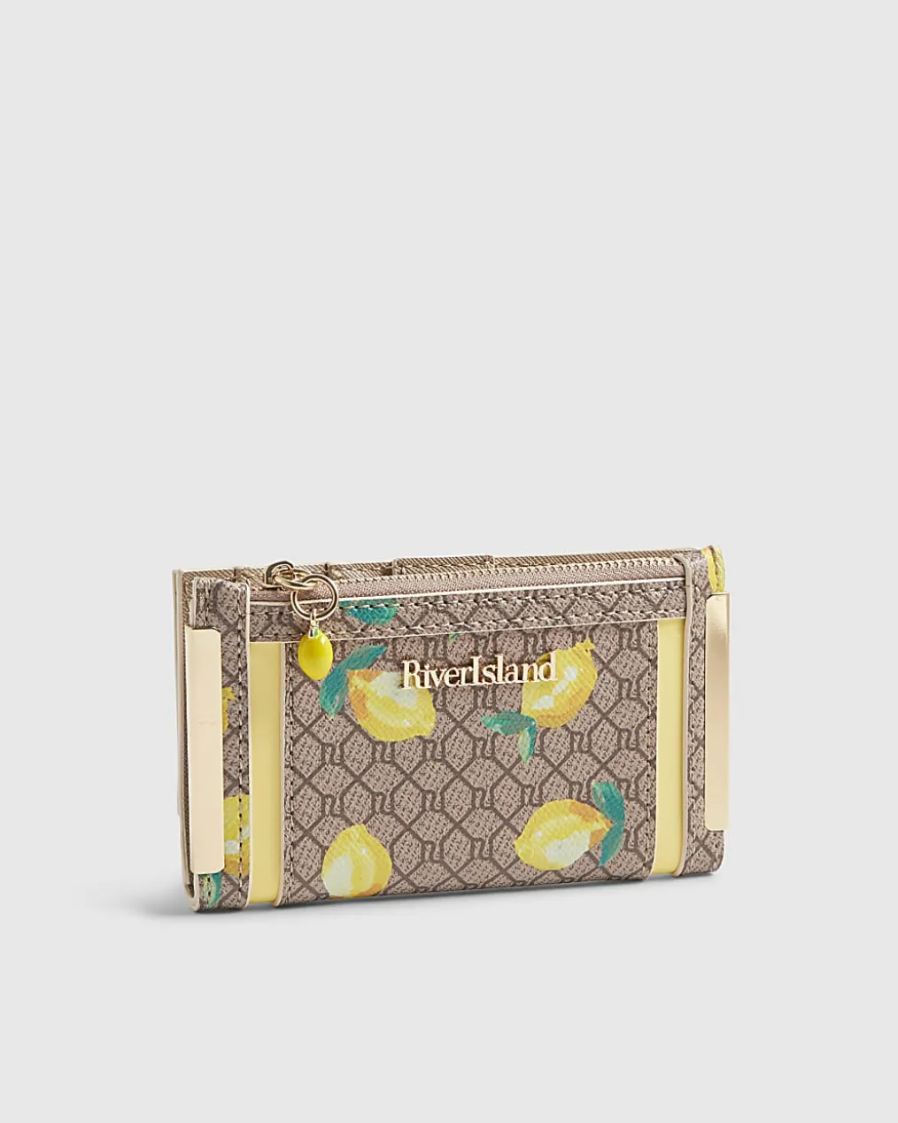 Beige Lemon Monogram Print Mini Purse