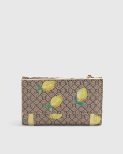Beige Lemon Monogram Print Mini Purse