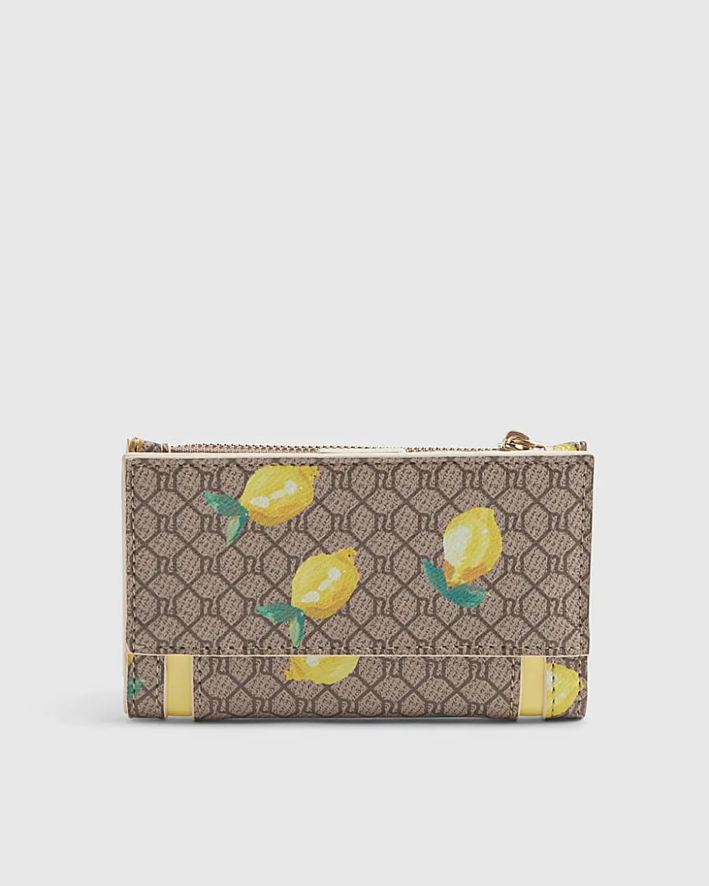 Beige Lemon Monogram Print Mini Purse
