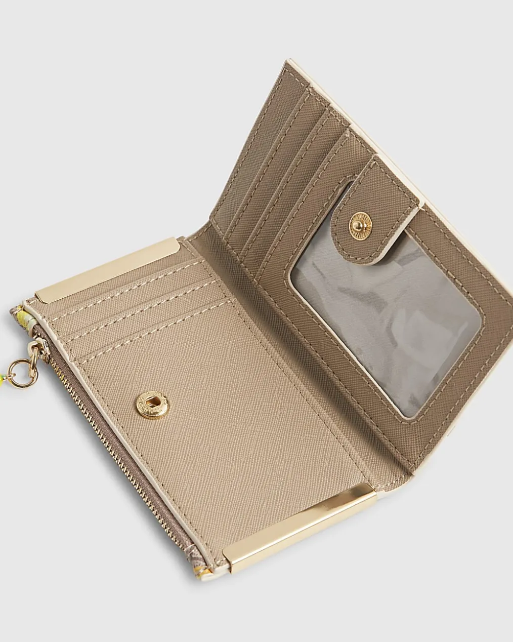 Beige Lemon Monogram Print Mini Purse