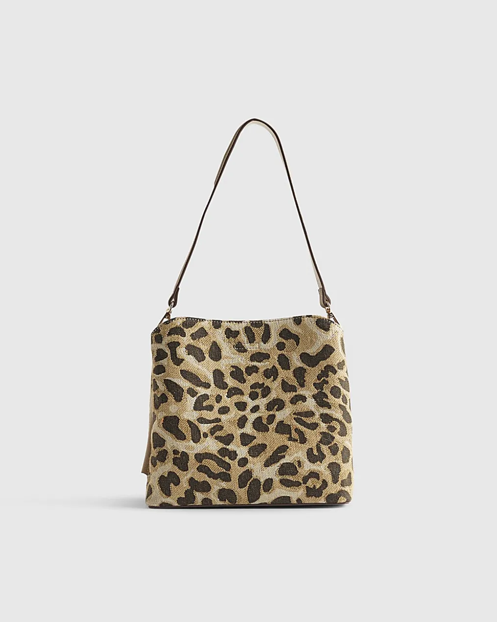 Beige Leopard Jacquard Bucket Bag