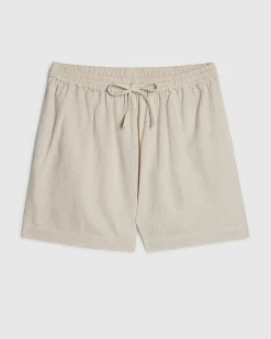 Beige Linen Blend Shorts