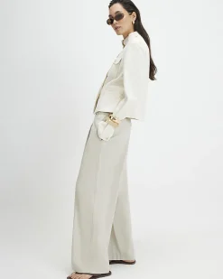 Beige Linen Blend Tailored Joggers