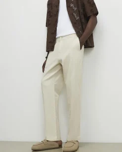 Beige Linen Blend Trousers