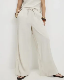 Beige Linen Blend Trousers
