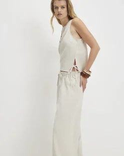 Beige Linen Blend Trousers