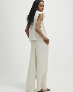 Beige Linen Blend Trousers