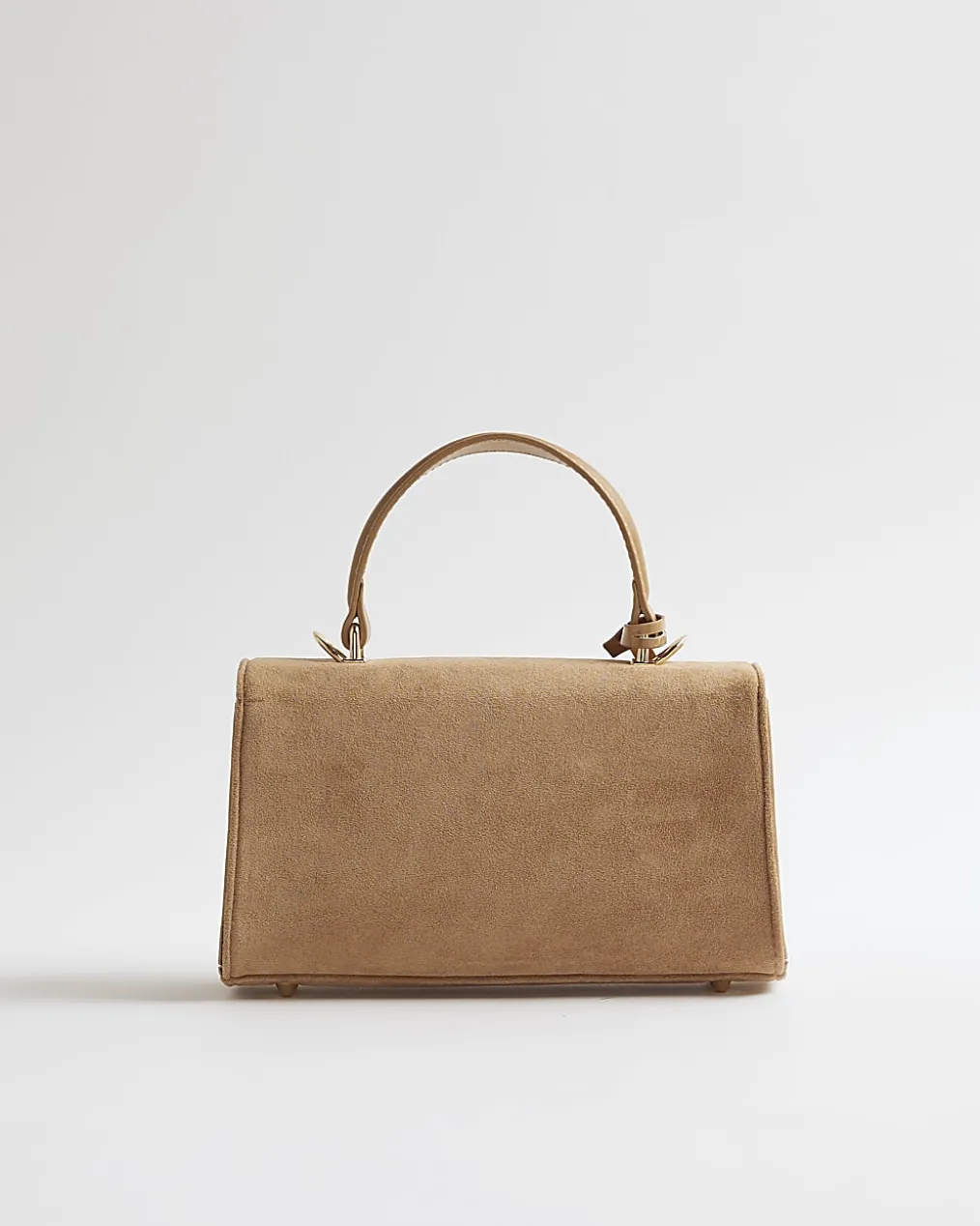 Beige Lock Front Tote Bag