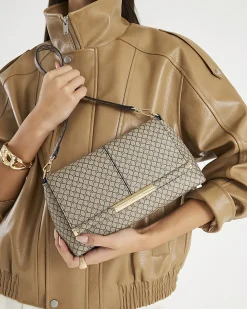 Beige Monogram Bar Front Clutch Bag