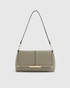 Beige Monogram Bar Front Clutch Bag