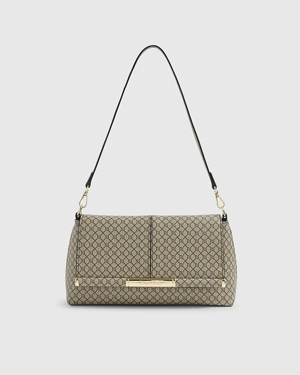 Beige Monogram Bar Front Clutch Bag