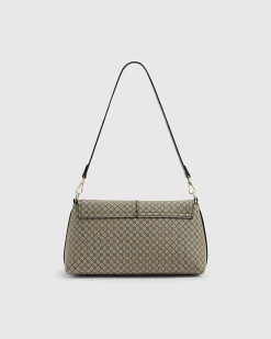 Beige Monogram Bar Front Clutch Bag