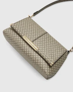 Beige Monogram Bar Front Clutch Bag