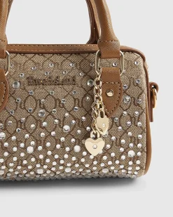 Beige Monogram Mini Diamante Bowler Bag